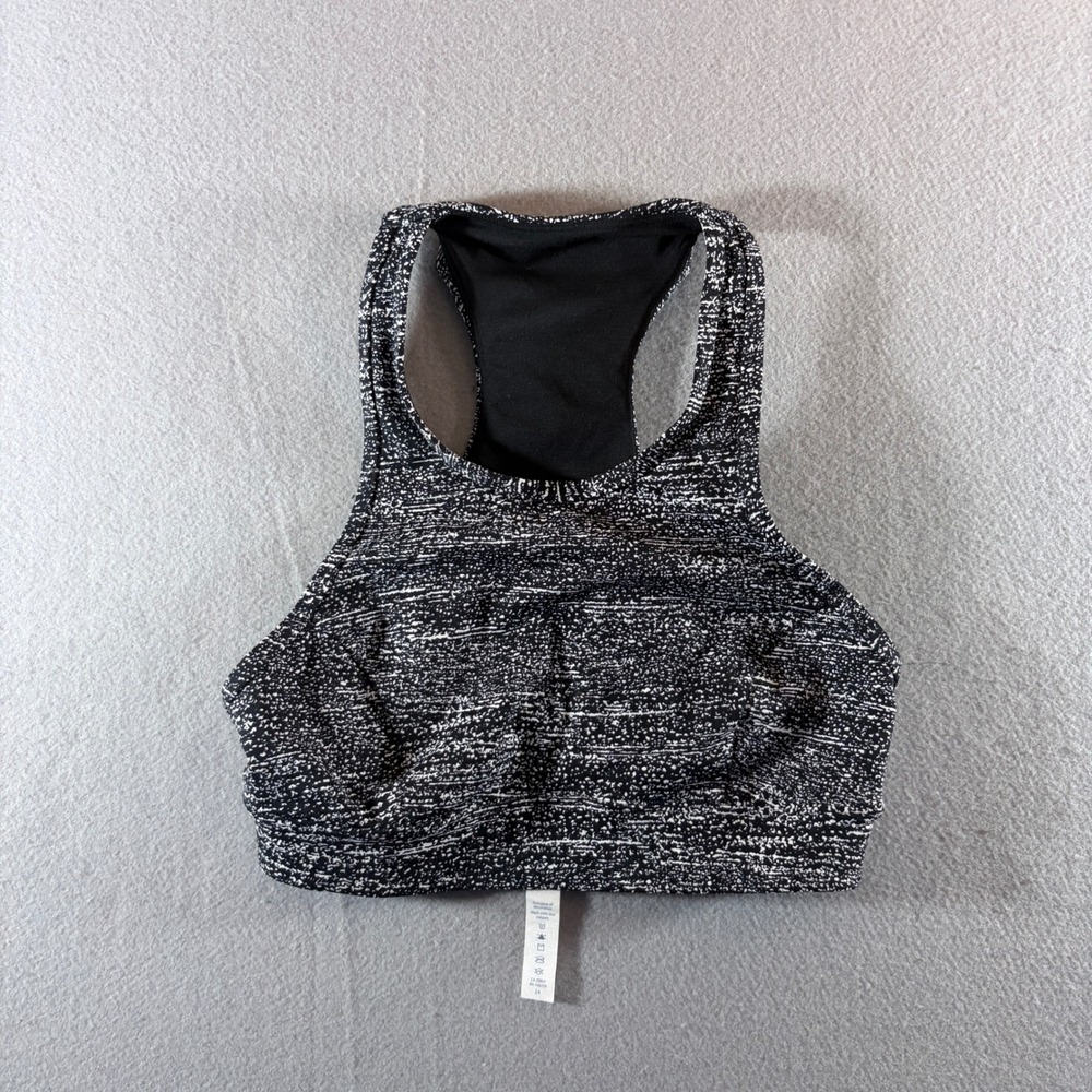 Lululemon Athletica High Neck Racerback Sports Bra Black Static Print Size 4